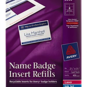 Avery Badge Inserts 2-1/4 x 3-1/2 in Purple Paper 400 per Box-0