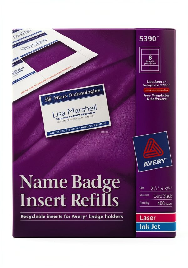Avery Badge Inserts 2-1/4 x 3-1/2 in Purple Paper 400 per Box-0