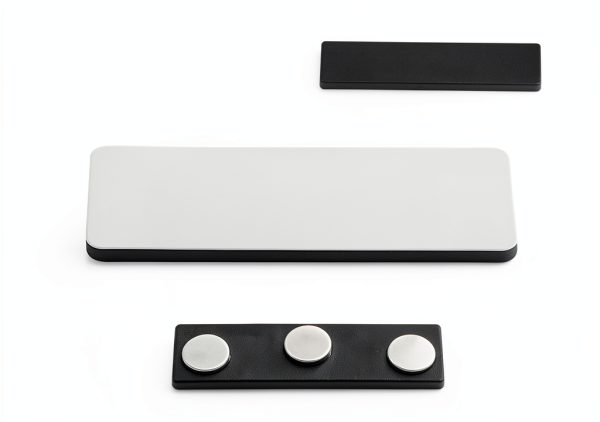 Magnetic Name Tag TSONCR MDF Stainless Steel Badge Set 3x1.2in White-1