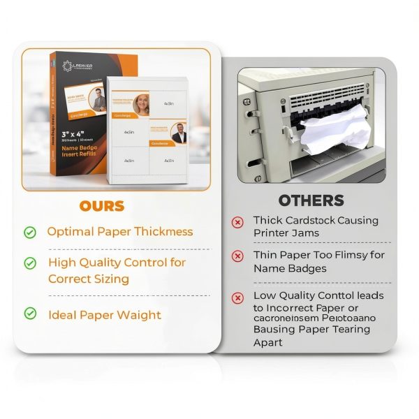 4x3 Inch Name Badge Inserts Laekker Industries 300 White Paper Sheets-1