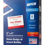 Mifflin 3x4 Badge Inserts 300 Pack – Cardstock, Micro‑Perforated-0