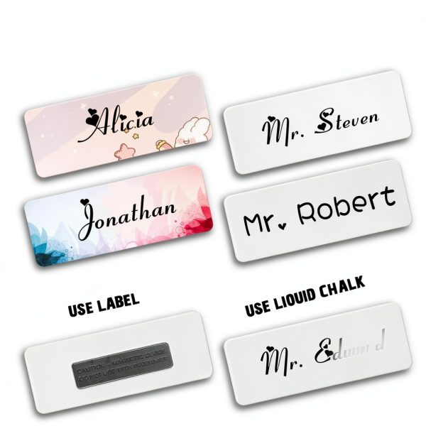 Komphy Magnetic Name Badge Holders 50 Pack White Rectangular 3x1 Inch-7