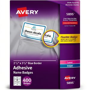 Avery Flexible Name Badges 2.33 x 3.75 Inch White L Shaped 400 Pack-0