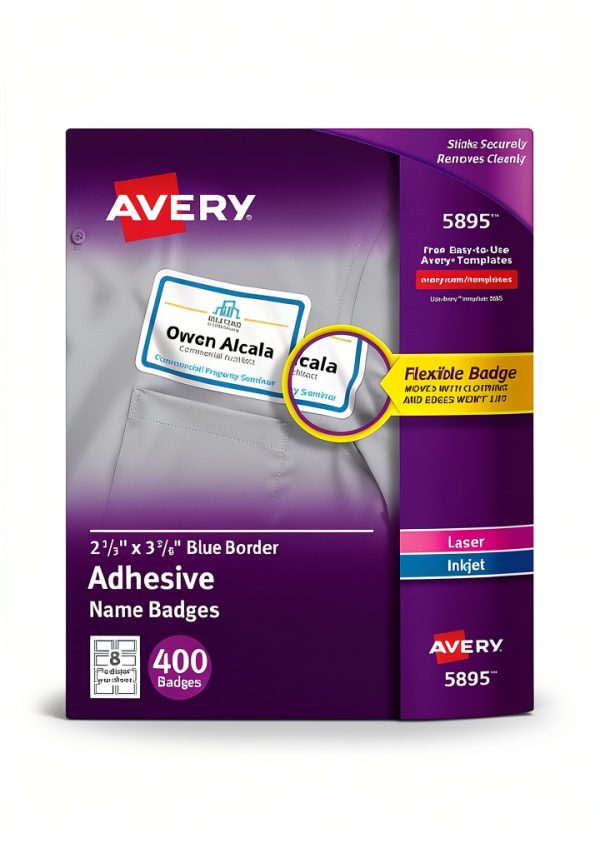 Avery Flexible Name Badges 2.33 x 3.75 Inch White L Shaped 400 Pack-0