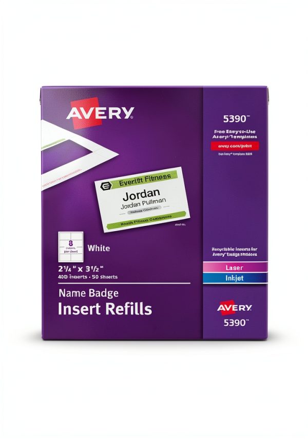 Avery Name Badge Inserts 400 White Cardboard 3-1/2 x 2-1/4 in-0