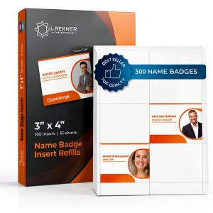 4x3 Inch Name Badge Inserts Laekker Industries 300 White Paper Sheets-0