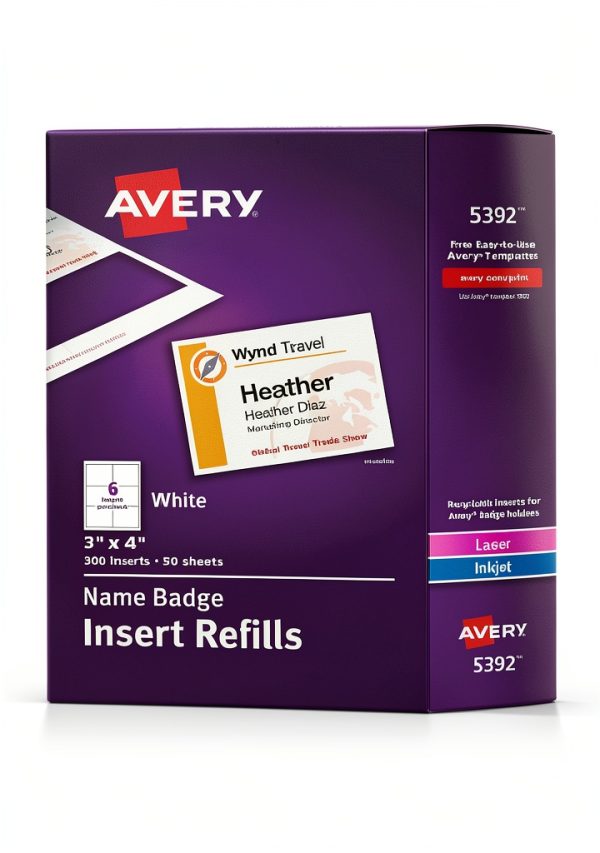 Avery Badge Inserts AVE5392 11.1 x 8.7 Inch Durable Office Labels-0