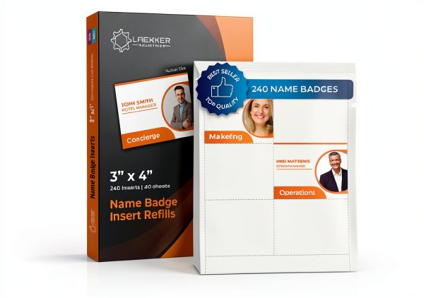 Laekker Industries 4x3 Name Badge Paper Inserts 240 Pack White-0