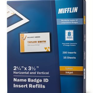 Mifflin Badge Inserts 2.25x3.5 280 Cardstock Inkjet Laser Printable-0