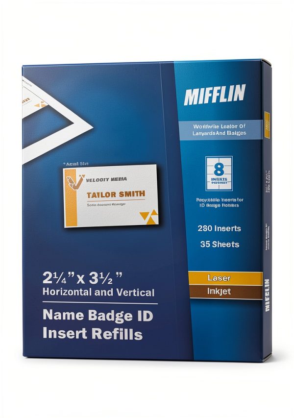 Mifflin Badge Inserts 2.25x3.5 280 Cardstock Inkjet Laser Printable-0