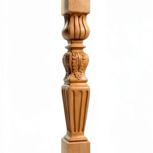 Turned Acanthus Hand Carved Rubberwood Newel Post Hardware Resources-0