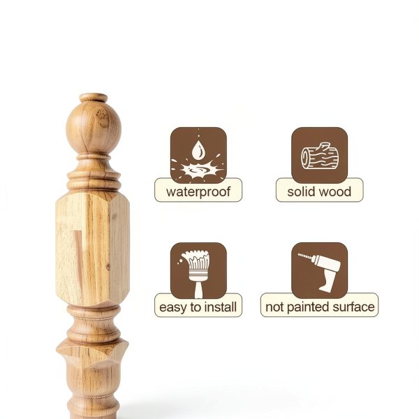 Red Oak Newel Post by DOLEMODUO 3.5x3.5x48 Solid Hardwood Stair Post-4