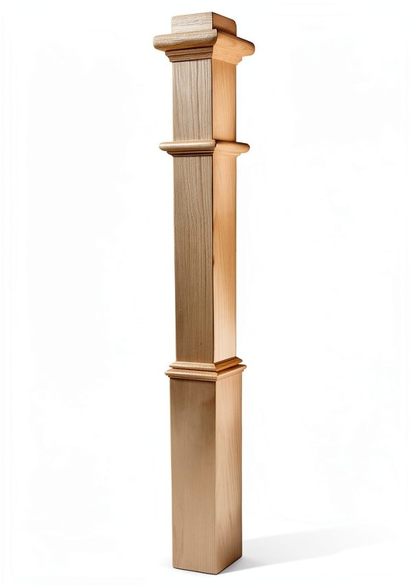 Wood Box Newel Ascension Red Oak Style with Pedestal 56x4½ in-0
