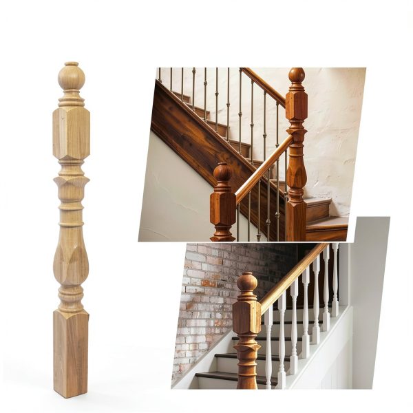 Red Oak Newel Post by DOLEMODUO 3.5x3.5x48 Solid Hardwood Stair Post-2