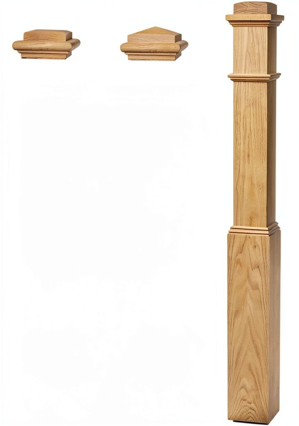 White Oak 4592 5 inch Adjustable Style Wood Box Newel Post for Stair Remodeling-0