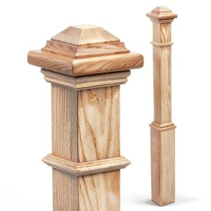 56" Unfinished Red Oak Newel Post for Staircase Handrails by-0