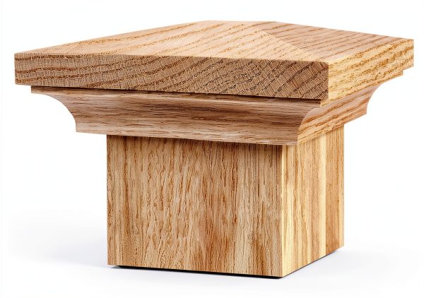 930 - Flat Peak Newel Cap - for Use with 3" Newel Posts (Red Oak)-0