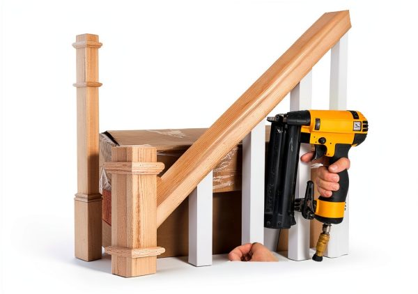Solid Wood Box Newel 48" Poplar Staircase Newel Post by Wonderjune-5