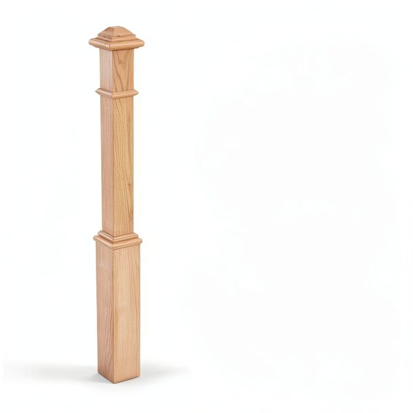 56" Unfinished Red Oak Newel Post for Staircase Handrails by-1