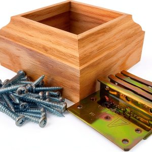 4Js Newel Post Fastener, 3" Red Oak Colonial Molding-0