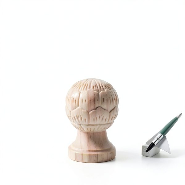 Happyyami Wooden Staircase Finial Unfinished Pineapple Newel Post Cap-3