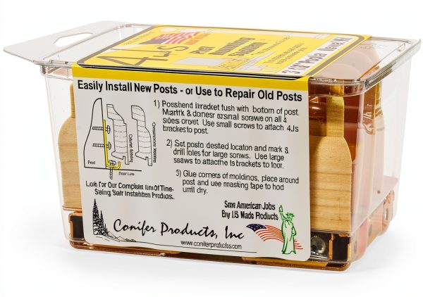 4Js Newel Post Fastener, 3 1/2" Poplar Contemporary Molding-2
