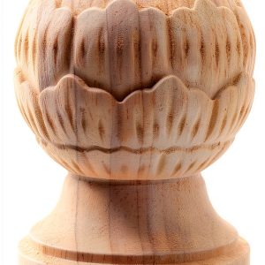 Happyyami Wooden Staircase Finial Unfinished Pineapple Newel Post Cap-0