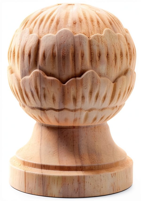 Happyyami Wooden Staircase Finial Unfinished Pineapple Newel Post Cap-0