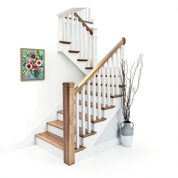 Newel Post QIHONGLT Solid Red Oak Stair Railing 3.75" x 47.3" Indoor-6