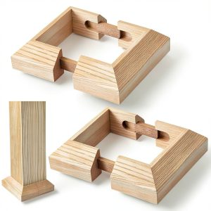 Deck Post Base Cover 2 Pack Red Oak Wood 3.5" x 3.5" by CroBlissful-0