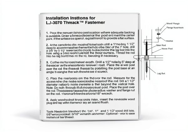 LJ-3070-P: Threadlock Newel Post Fastener with 1 1/2" Reversible Wood Plug (Poplar Wood Plug)-0