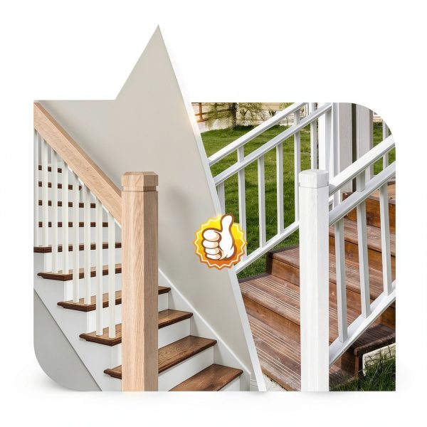 Newel Post QIHONGLT Solid Red Oak Stair Railing 3.75" x 47.3" Indoor-5