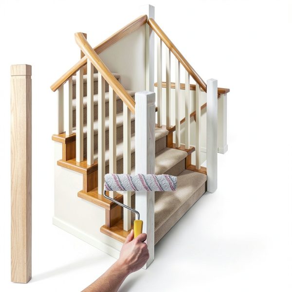 tonchean 2 Pcs 3.5 x 48 Inch Stair Railing Indoor Modern Newel Post-6