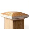 Sasylvia 2 Pcs Wood Newel Post Flat Peak Red Oak Newel Post Cap Mounting Kit for Indoor Stair Outdoor Fences Mailboxes Decks (3.5 x 3.5 Inch)-2