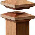 Sasylvia 2 Pcs Wood Newel Post Flat Peak Red Oak Newel Post Cap Mounting Kit for Indoor Stair Outdoor Fences Mailboxes Decks (3.5 x 3.5 Inch)-0