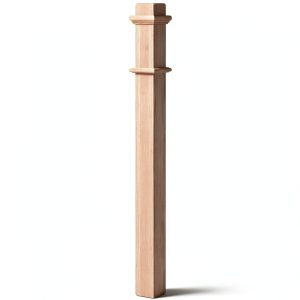 3 1/2 x 48 Inch Square Newel Post Red Oak Solid Wood Box Newel Wood Porch Columns Staircase Post, Plain Style for Remodeling Stair Railing Banister Indoor Interior-0