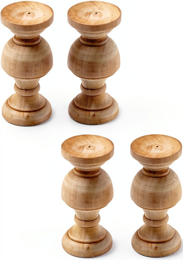 HEVSTIL 6-Pack Bed Post Finials,Fence Post Finial Newel Post Finial Wood Finials Decorative Delicate Wood Carved Finial Wooden Ornaments-0