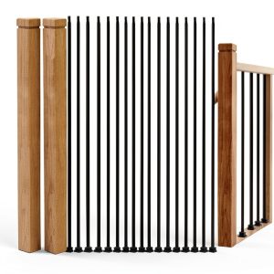 16 Sets Wrought Iron Balusters Straight Hollow Iron Baluster Shoes Bulk Stair Flat Shoe for 1/2 Square Staircase and 2 Pcs Red Oak Stair Newel Post, Satin Black-0
