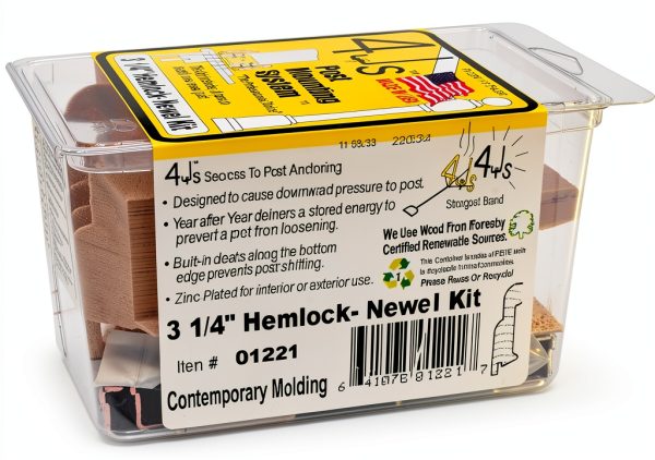 4Js Newel Post Fastener 3 1/4 inch Hemlock Contemporary Molding-3