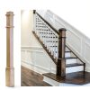 56 Inch Large Red Oak Wood Box Newel Post with 3 1/2" Post and 4 1/2" Sleeve Solid Wood Contemporary Style Stair Newel with Pedestal for Stair Remodeling-4
