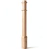 56 Inch Large Red Oak Wood Box Newel Post with 3 1/2" Post and 4 1/2" Sleeve Solid Wood Contemporary Style Stair Newel with Pedestal for Stair Remodeling-0