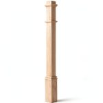 56 Inch Large Red Oak Wood Box Newel Post with 3 1/2" Post and 4 1/2" Sleeve Solid Wood Contemporary Style Stair Newel with Pedestal for Stair Remodeling-0