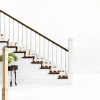 56 Inch Large Red Oak Wood Box Newel Post with 3 1/2" Post and 4 1/2" Sleeve Solid Wood Contemporary Style Stair Newel with Pedestal for Stair Remodeling-6